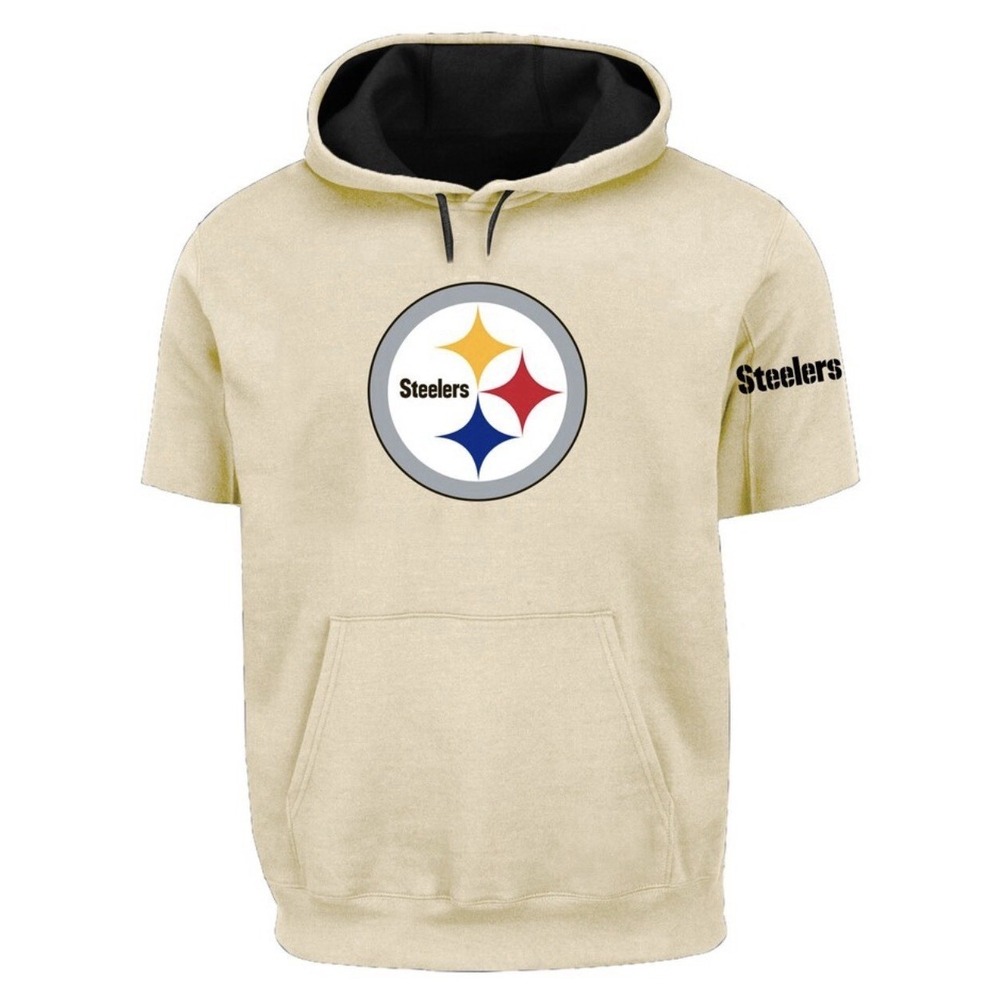Men's 2XLT Pittsburgh‎ Steelers Profile Oatmeal Chest Print Pullover Hoodie NWOT